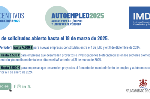 AUTOEMPLEO 2025 – LÍNEA 1: EMPRESAS DE NUEVA CREACIÓN – SUBVENCIONES IMDECC